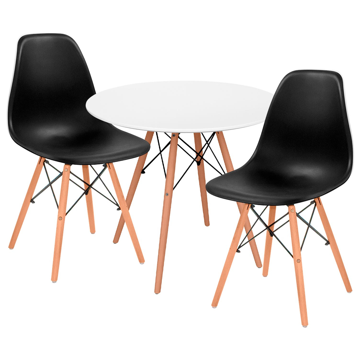 Conjunto de jantar Mesa redonda branca e 2 cadeiras Estilo nórdico Astrid Thinia Home Conjunto de mesa e cadeira de jantar 1